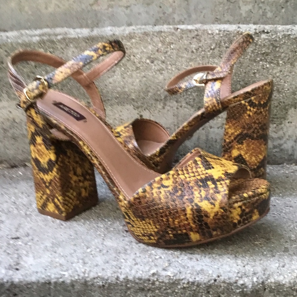 Arezzo snake print retro platform sandals 11 40